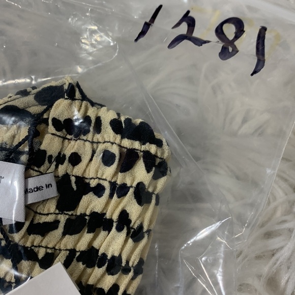 PROENZA Schouler White Label polkadot smocked top short sleeve crewneck zip back - Picture 10 of 11